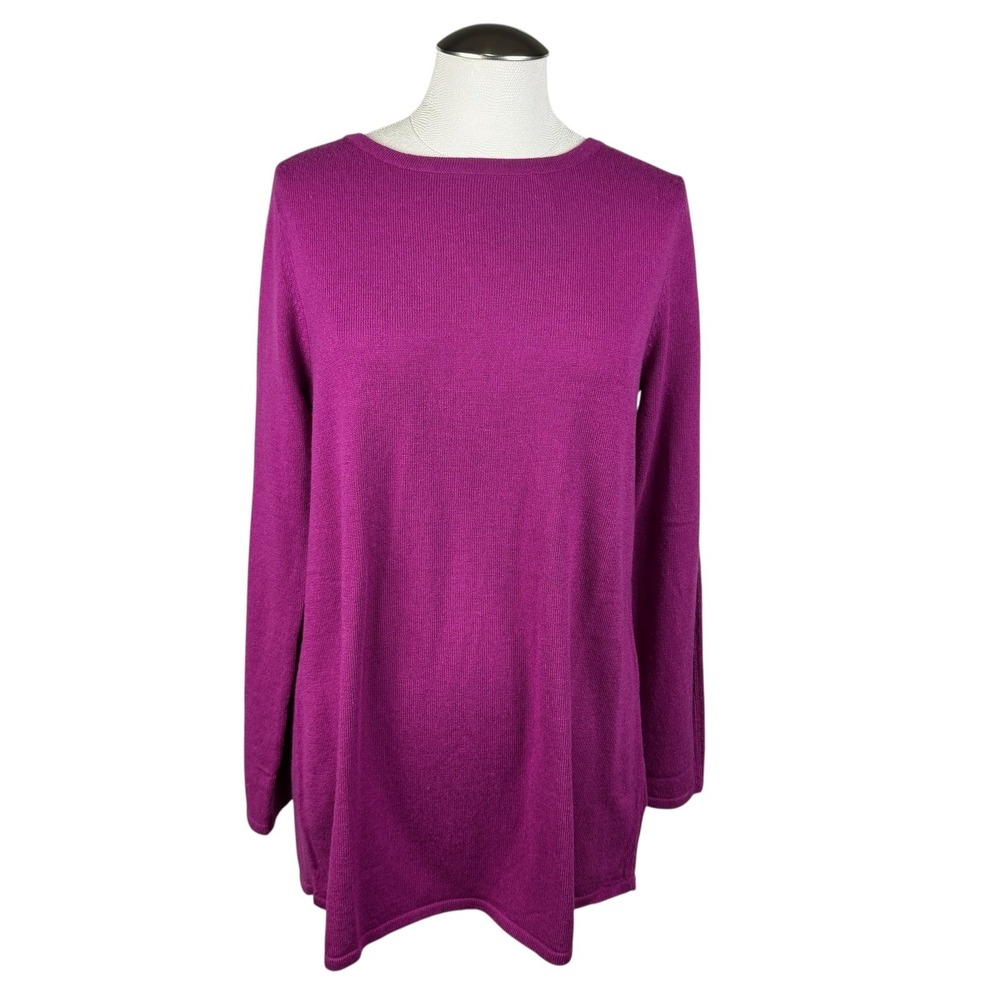 Soft Surroundings Women's Royal Fuchsia Purple‎ Sweater Knit Pleated Back Bow S